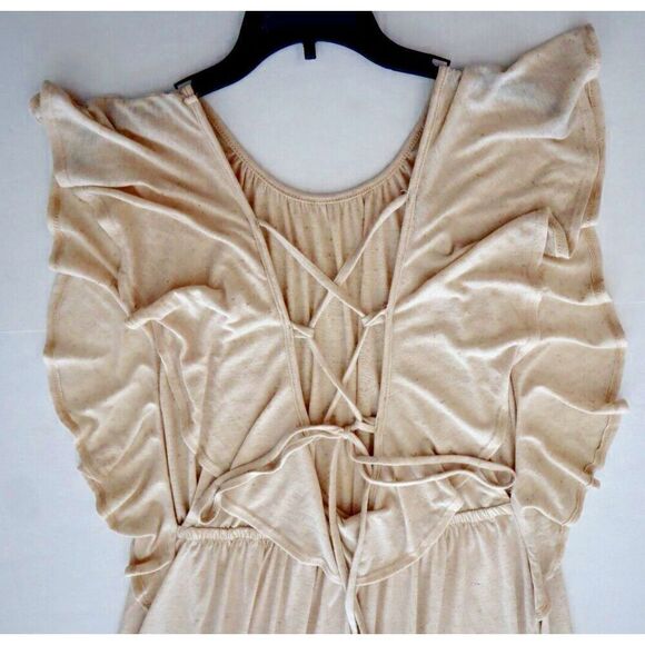 Free People Beach OB1733779 Women's Sz M Oatmeal Terrazo Linen Blend Maxi Dress - Picture 10 of 14